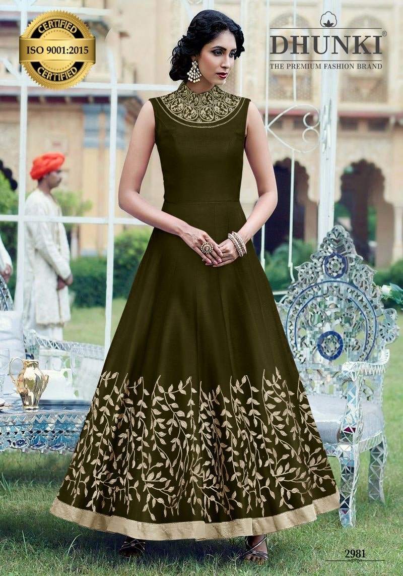 Fancy Embroidered Designer Silk Gown