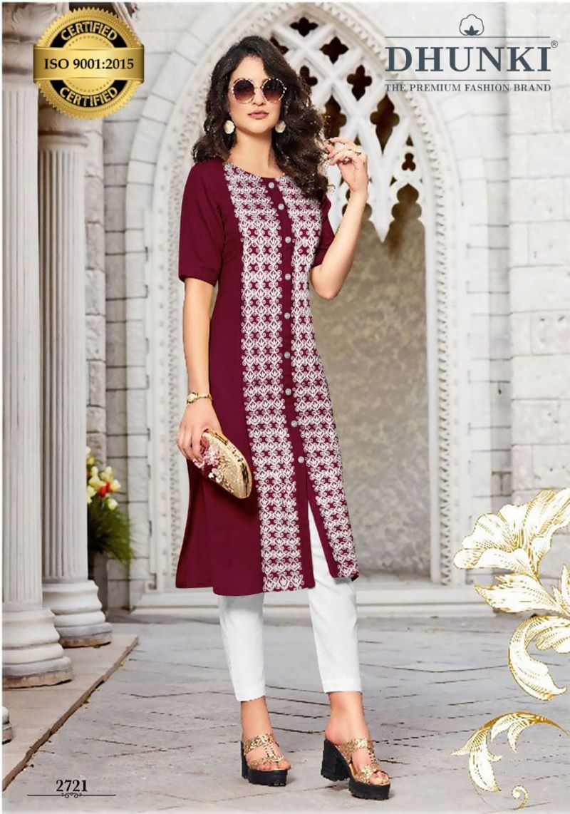 Women's Embroidered Cotton Straight Kurti