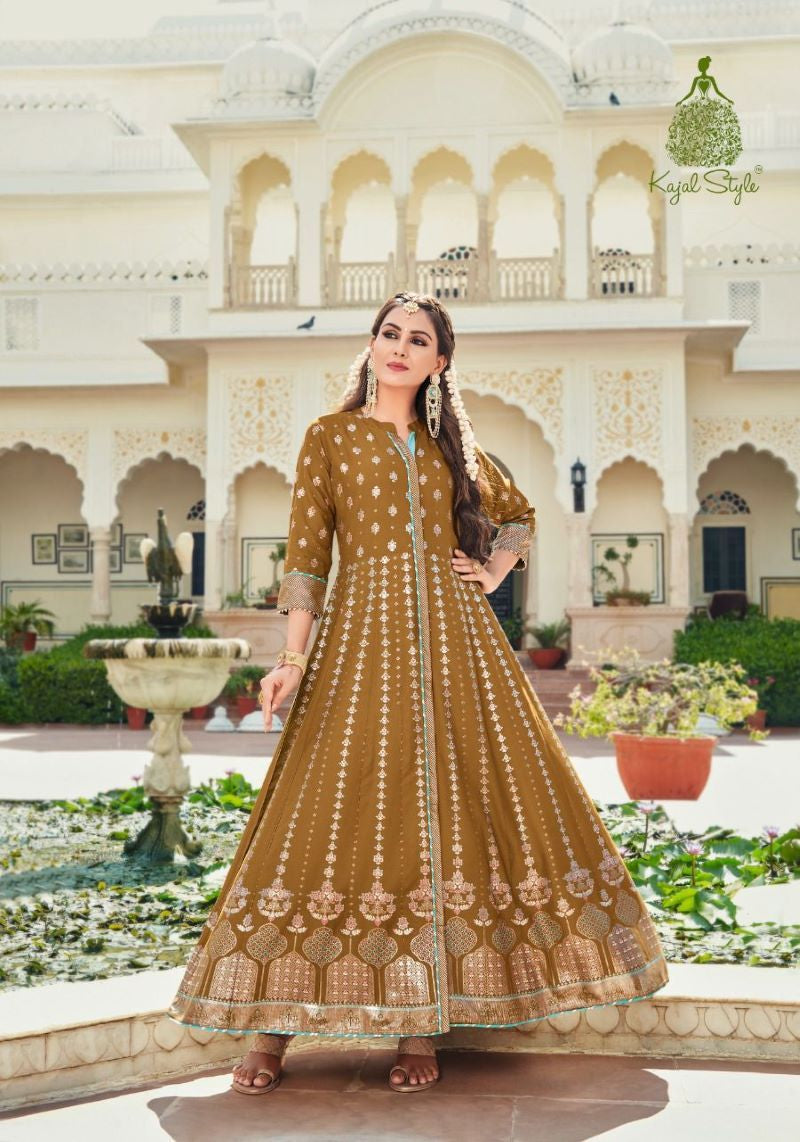 Women's Brown Embroidered Designer Gown