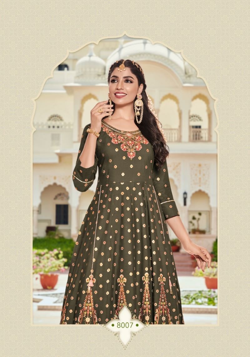 Party Wear Foil Printed Fancy Embroidered One Piece Gown