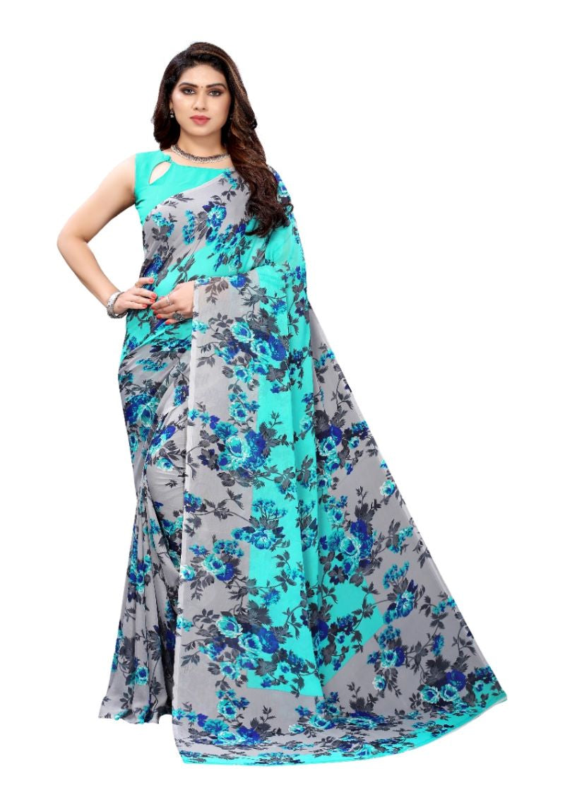 Floral Printed Georgette Saree