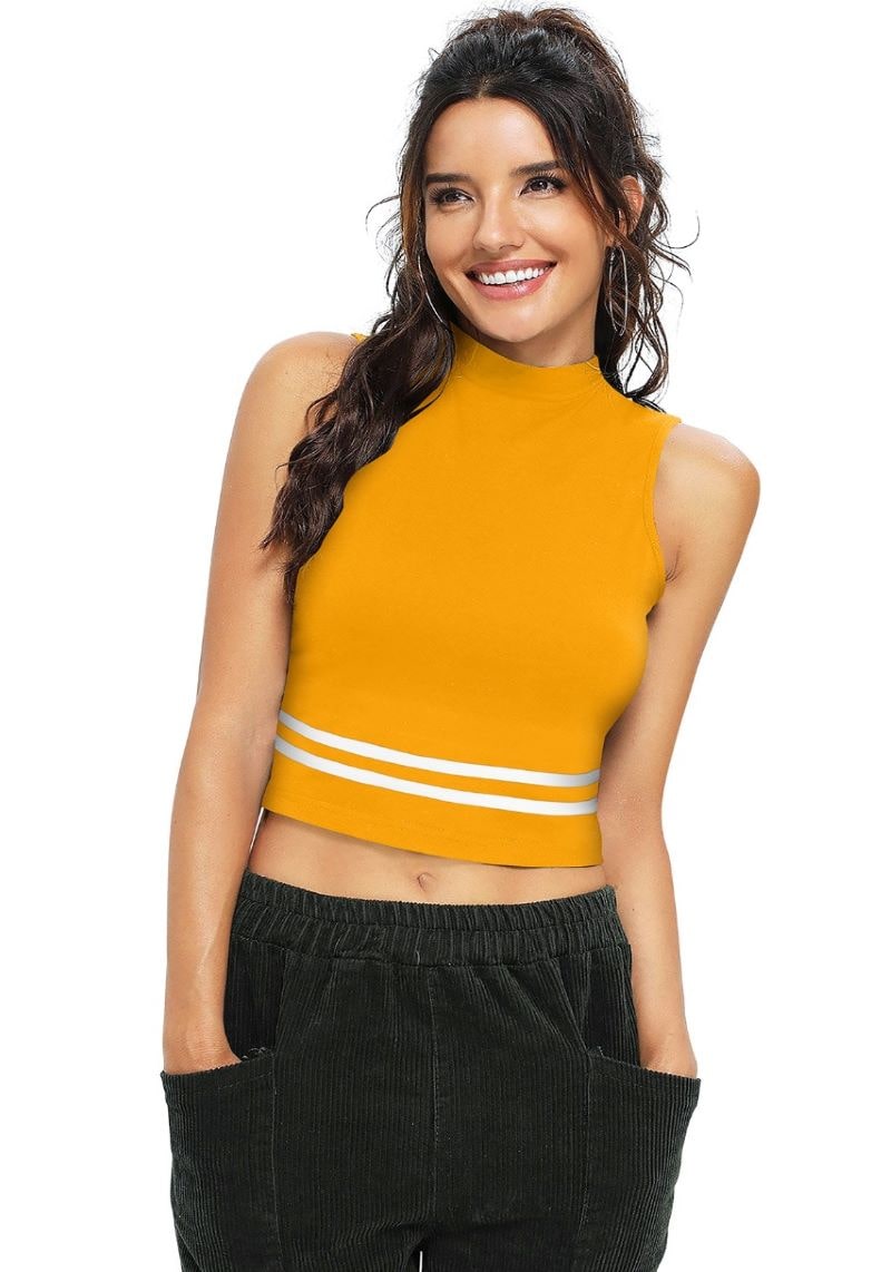 Women's Yellow Crop Tank Top
