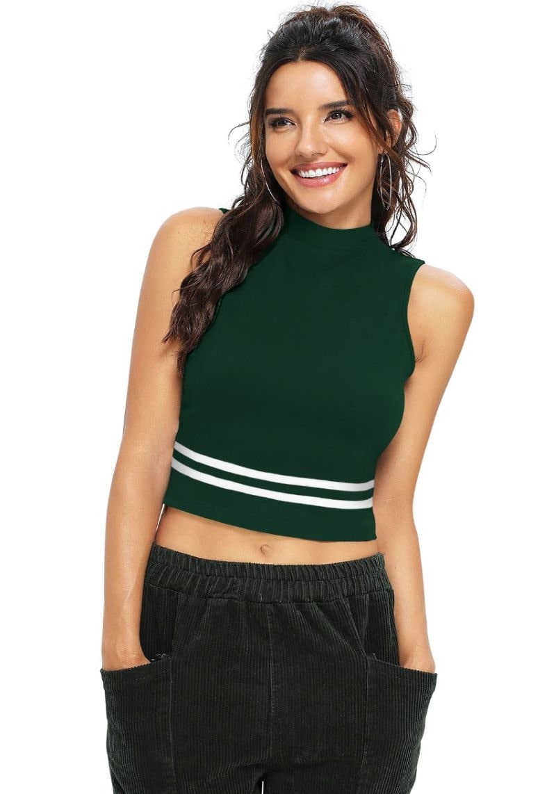 Women's Green Crop Tank Top