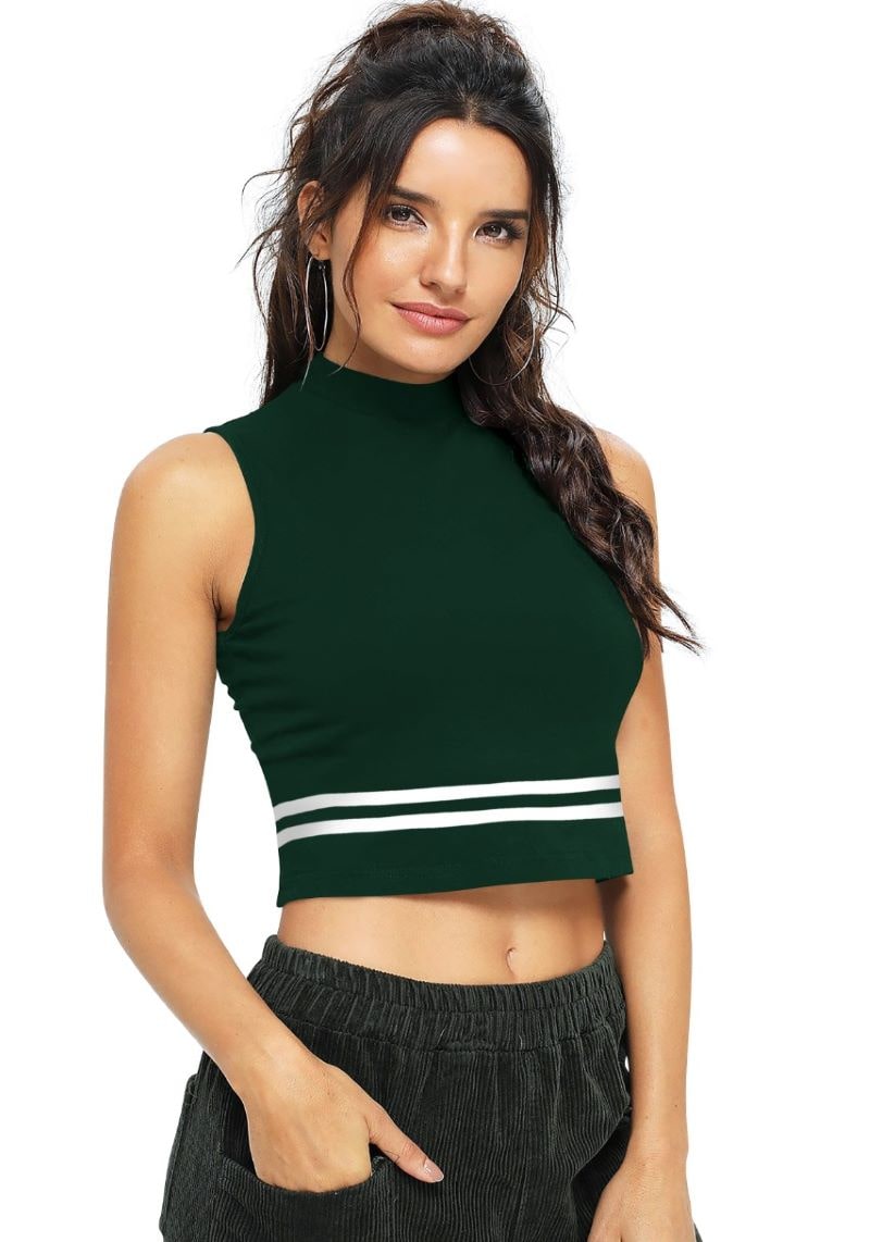 Women's Green Crop Tank Top