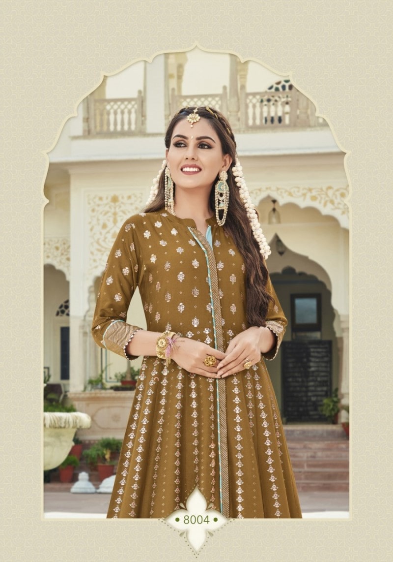 Women's Brown Embroidered Designer Gown