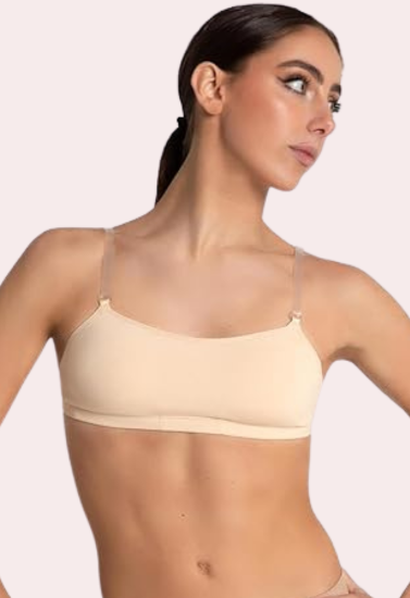 Sexy Tube Bandeau Bra with Transparent Straps in Nude – SNAZZYHUNT