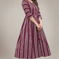 Elegant Striped White Cotton A Line Kurti