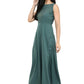 Mint Green Sleeveless A-line Solid Maxi Dress