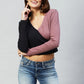 Women's Stylish Solid Full Sleeve Ribbed Crop Top