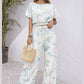 Mint Blossom Floral Crop Top & Wide Leg Co-ord Set