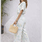 Mint Blossom Floral Crop Top & Wide Leg Co-ord Set
