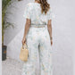 Mint Blossom Floral Crop Top & Wide Leg Co-ord Set