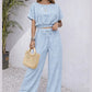 Sky Mist Polka Dot Crop Top & Wide Leg Co-ord Set