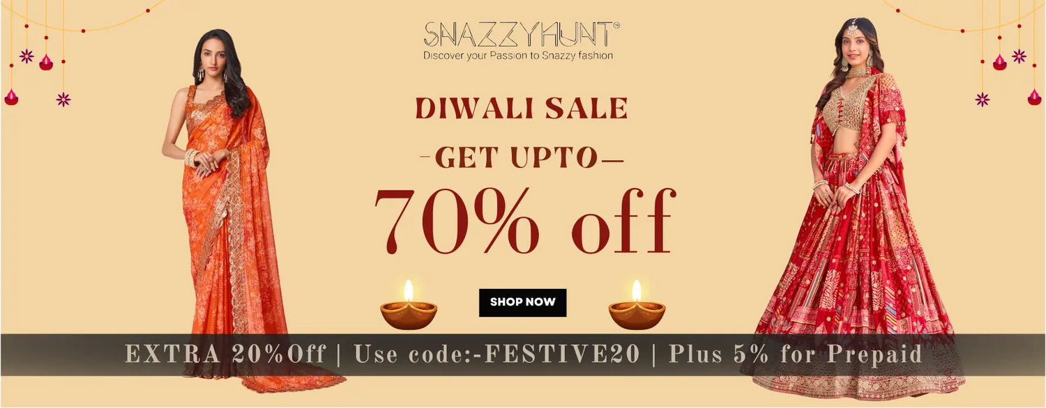 Snazzyhunt Diwali Sale up to 70% off on ethnic wear, dresses, western wear, sarees and lehengas for women | Extra 20% off festive offer