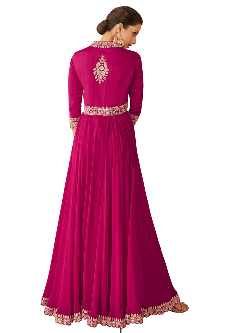 Magnificent Magenta Designer Embroidered Floor Length Anarkali Dress