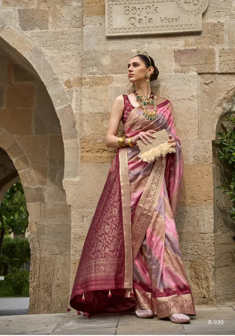 Multi Color Floral Pattern Woven Art Silk Saree