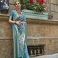 Turquoise Woven Art Silk Saree With Matching Blouse