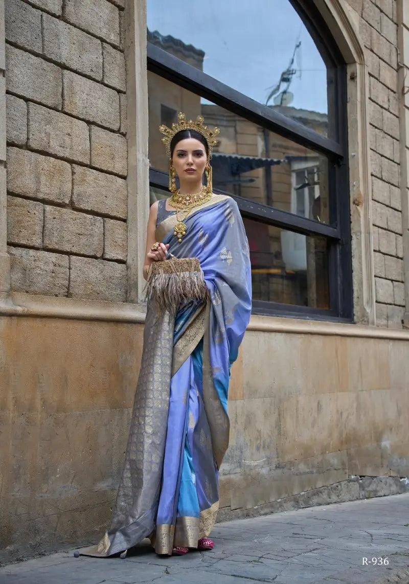 Princess Blue Woven Art Silk Saree