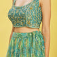 Teal Green Organza Lehenga with Mirror Zari Embroidery and Net Dupatta