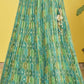 Teal Green Organza Lehenga with Mirror Zari Embroidery and Net Dupatta