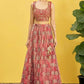 Rich Brown Mirror Zari Organza Lehenga with Slub Silk Blouse