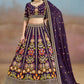 Elegant Purple Floral Zari Embroidered Lehenga Choli
