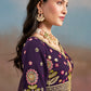 Elegant Purple Floral Zari Embroidered Lehenga Choli