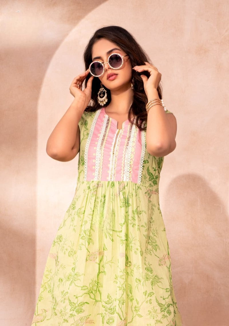 Pistachio Bloom Mul Cotton Lace Co-ord Set