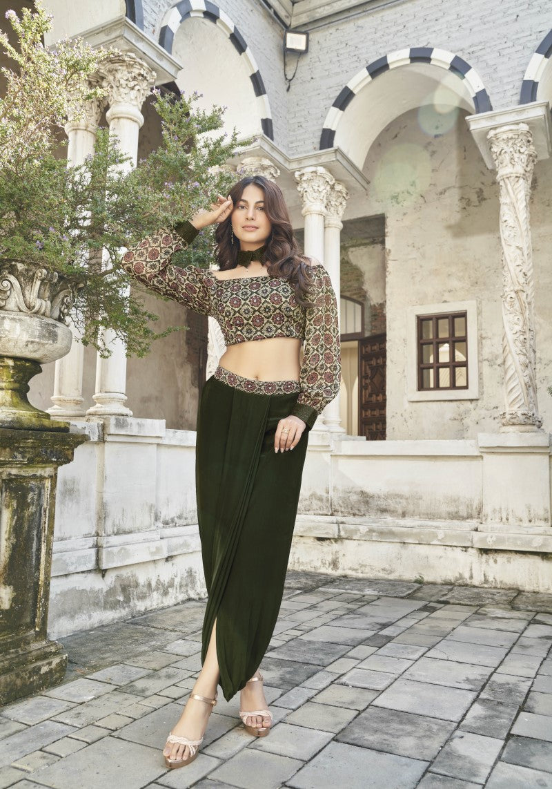 Classic Drape Style Indo-Western Top And Bottom Co-ord