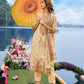 Lemon Katha Linen Cotton Kurta Pant & Printed Dupatta Set