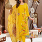 Sunlit Bloom Yellow Modal Silk Kurta Pant & Organza Dupatta Set