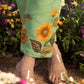 Sunshine Bloom Green Khadi Linen Embroidered Co-ord Set