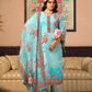 Aqua Bloom Floral Printed Kurta Pant & Dupatta Set