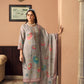 Silver Bloom Grey Floral Kurta Pant & Dupatta Set