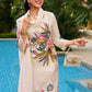 Women’s Cream Floral Embroidered 3-Piece Straight Kurta Set