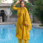 Sunlit Charm Mustard Floral Embroidered Kurta Pant & Dupatta Set