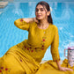 Sunlit Charm Mustard Floral Embroidered Kurta Pant & Dupatta Set