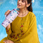 Sunlit Charm Mustard Floral Embroidered Kurta Pant & Dupatta Set