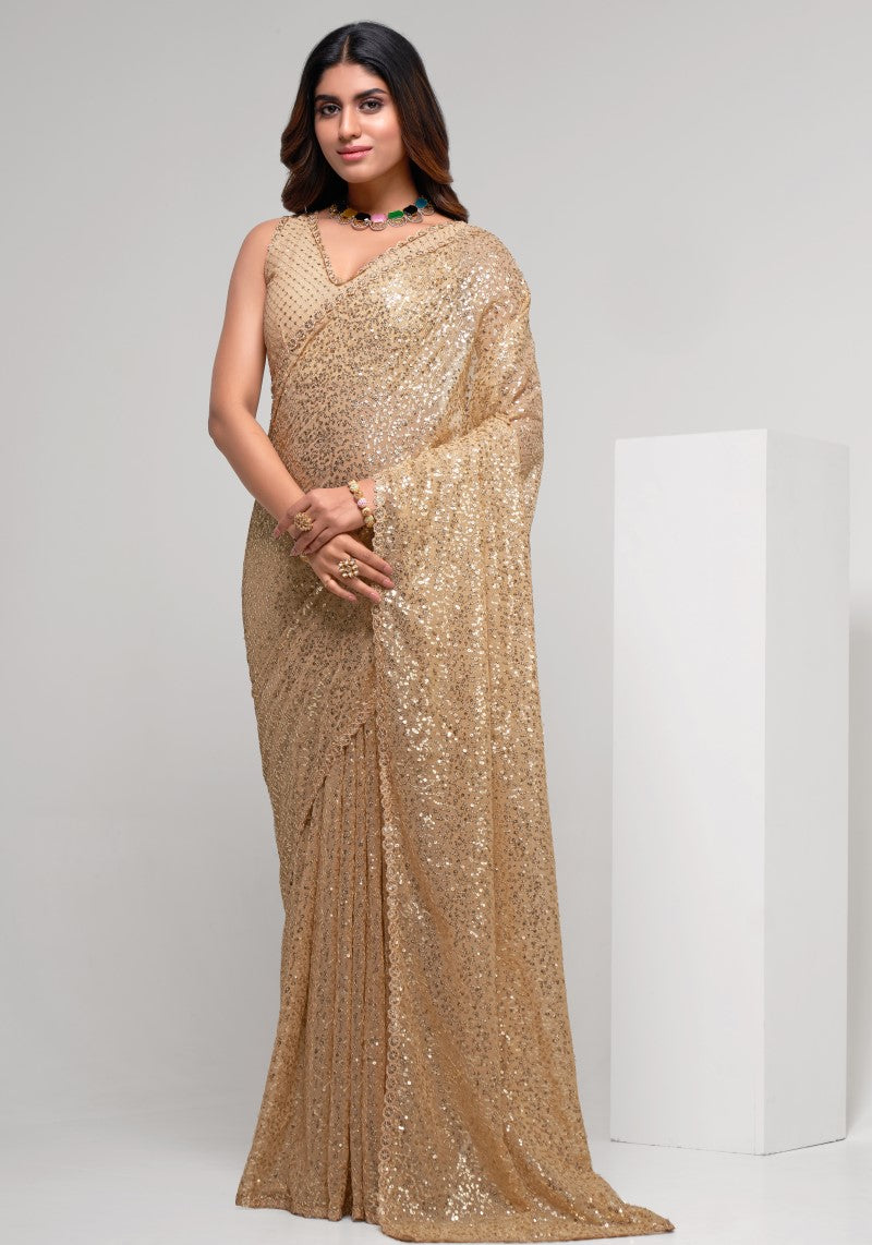 Party Diva Multi Sequins Embroidered Georgette Saree