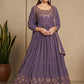 Party Wear Lavender Sequins Embroidered Anarkali Dress With Dupatta