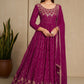 Party Wear Magenta Sequins Embroidered Anarkali Dress With Dupatta
