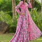 Pink Fancy Floral Printed Gown with Dupatta