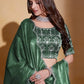 Deep Green Organza Silk Embroidered Lehenga Choli