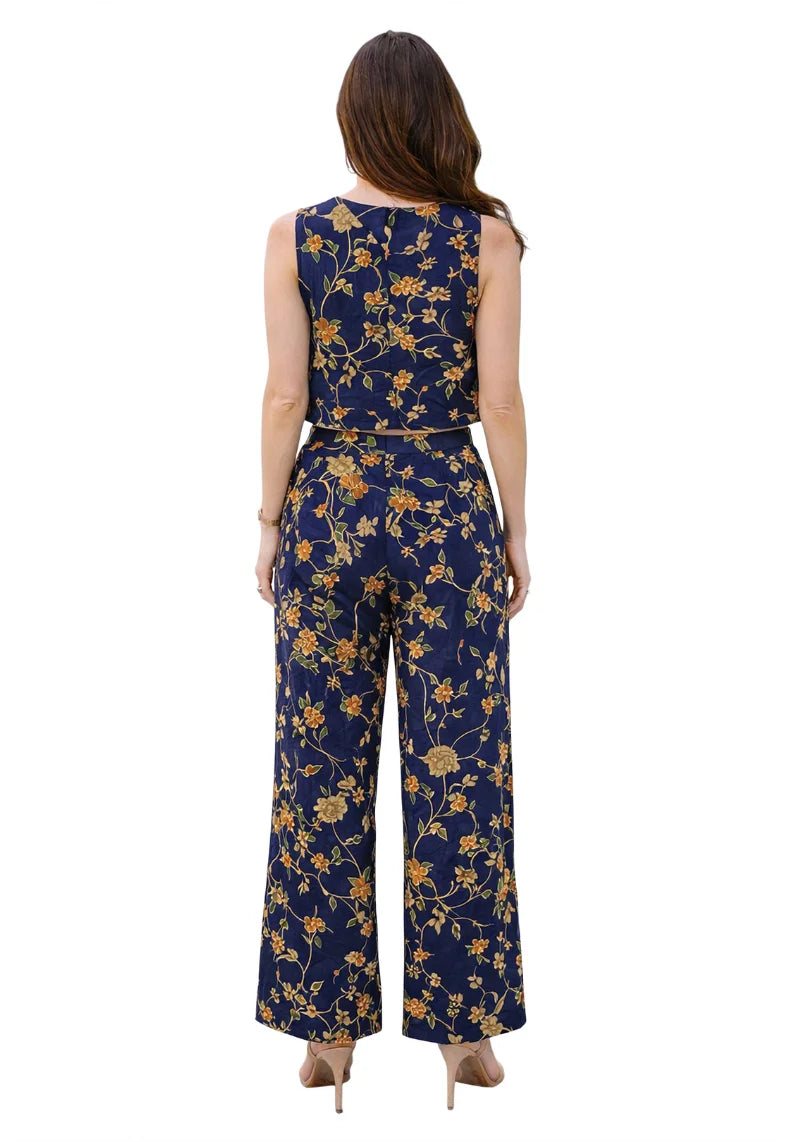 Navy Bloom Foil Printed Cotton Co-ord Set