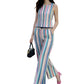 Pastel Stripe Rayon Poly Co-ord Set