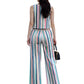 Pastel Stripe Rayon Poly Co-ord Set