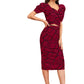 Maroon Geometric Print Puff Sleeves Top and Skirt Set