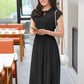 Women's Solid A Line Pleated Elegant Midi Dress