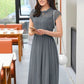 Women's Solid A Line Pleated Elegant Midi Dress