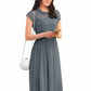 Women's Solid A Line Pleated Elegant Midi Dress